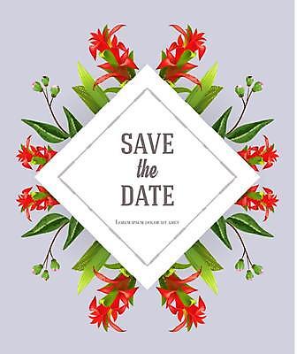 EPS 해외이미지 잎 꽃무늬 카드템플릿 일러스트 프레임 타이포그라피 사람없음 빨간색 초록색 꽃봉오리 청첩장 글라디올러스 해외일러스트 식물 템플릿 문자 꽃 컬러 무늬 카드_감사 파일형식 벡터 이미지허브