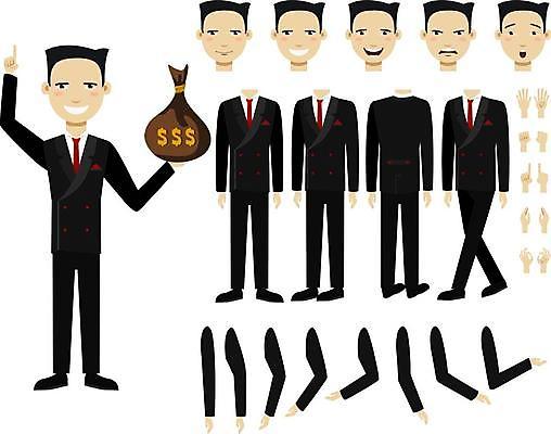 EPS 해외이미지 전신 손 남자 인물캐릭터 일러스트 미소 들기 정장 여러명 성인 신체부위 세트 머리 걷기 주먹 하반신 분노 가리킴 비즈니스맨 돈자루 OK 비즈니스캐릭터 팔 성인남자만 해외일러스트 일러캐릭터 캐릭터 옷 감정 다수 돈 비즈니스 모션 표정 사람 손짓 직장인 남자만 성인만 파일형식 벡터 이미지허브