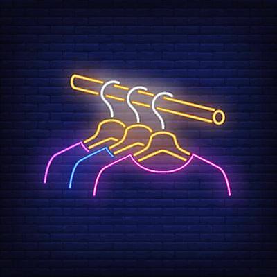 EPS 해외이미지 옷 스티커 일러스트 사람없음 화려 옷걸이 심볼 라인아트 네온 스탠드행거 해외일러스트 선 컨셉 파일형식 벡터 이미지허브