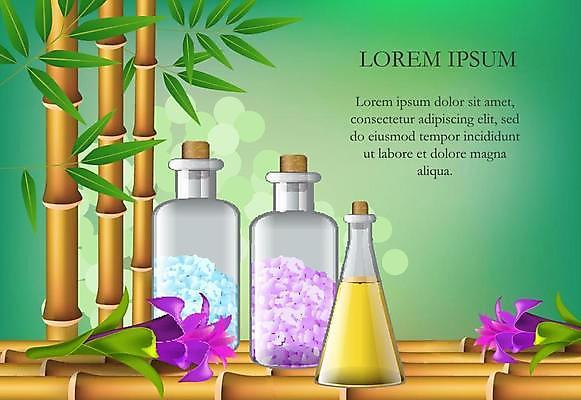 EPS 해외이미지 꽃 포스터 일러스트 사람없음 초록색 스파 대나무 스파용품 아로마오일 해외일러스트 나무 식물 컬러 오일_화장품 오브젝트 파일형식 벡터 이미지허브