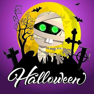 EPS 해외이미지 나무 일러스트 이벤트 사람없음 보라색 할로윈 달 무덤 박쥐 미라 해외일러스트 자연요소 식물 컬러 포유류 파일형식 벡터 이미지허브