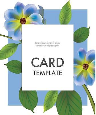 EPS 해외이미지 꽃 줄기 잎 카드템플릿 일러스트 프레임 타이포그라피 사람없음 파란색 해외일러스트 식물 템플릿 문자 컬러 카드_감사 파일형식 벡터 이미지허브