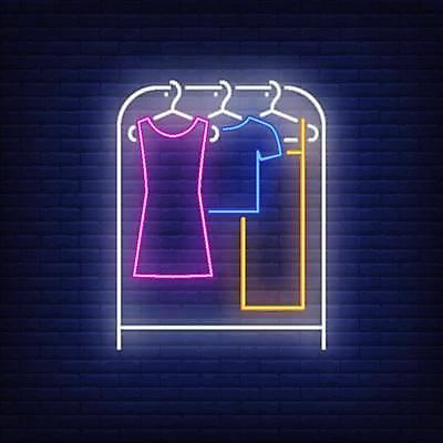 EPS 해외이미지 옷 스티커 일러스트 사람없음 화려 옷걸이 심볼 라인아트 네온 스탠드행거 해외일러스트 선 컨셉 파일형식 벡터 이미지허브