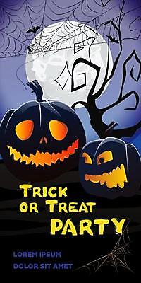 EPS 해외이미지 나무 일러스트 호박 이벤트 사람없음 검은색 할로윈 달 거미줄 박쥐 잭오랜턴 해외일러스트 자연요소 식물 컬러 채소 포유류 파일형식 벡터 이미지허브