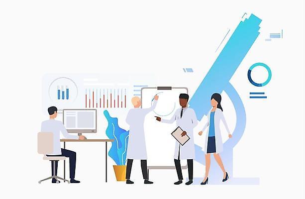 EPS 해외이미지 전신 여자 남자 의자 일러스트 그래프 현미경 서기 들기 앉기 여러명 성인 컴퓨터 가리킴 과학자 서류판 성인만 해외일러스트 직업 과학 가구 다수 모션 실험기구 사람 손짓 전자제품 사무용품 학자 파일형식 벡터 이미지허브