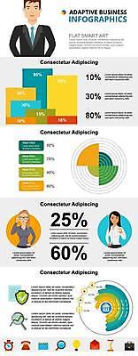 EPS 해외이미지 여자 남자 일러스트 비즈니스 수치 그래프 상반신 성인 세명 자료 인포그래픽 비즈니스맨 비즈니스우먼 플랫 통계그래프 통계자료 성인만 해외일러스트 통계 사람 직장인 파일형식 벡터 이미지허브