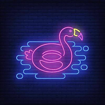 EPS 해외이미지 바다 분홍색 스티커 일러스트 사람없음 물 화려 플라밍고 심볼 라인아트 네온 플라밍고튜브 해외일러스트 자연요소 선 컬러 컨셉 조류 튜브 파일형식 벡터 이미지허브