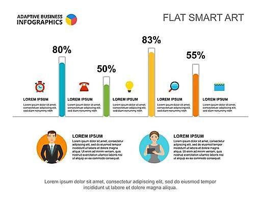 EPS 해외이미지 여자 남자 일러스트 비즈니스 수치 그래프 들기 상반신 성인 두명 자료 인포그래픽 비즈니스맨 비즈니스우먼 플랫 통계그래프 통계자료 성인만 해외일러스트 모션 통계 사람 직장인 파일형식 벡터 이미지허브