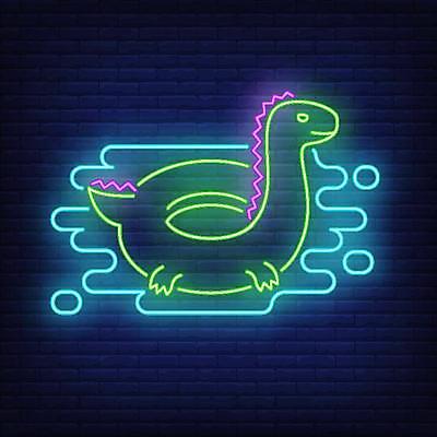 EPS 해외이미지 바다 스티커 일러스트 사람없음 물 화려 심볼 라인아트 공룡 네온 튜브 해외일러스트 자연요소 선 컨셉 파충류 파일형식 벡터 이미지허브