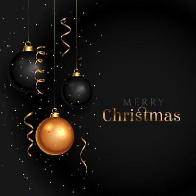 EPS 해외이미지 배너 백그라운드 크리스마스 겨울 일러스트 이벤트 사람없음 반짝임 검은색 장식볼 금색 오너먼트 카피스페이스 해외일러스트 계절 기념일 컬러 크리스마스장식 모션 장식 공백 파일형식 벡터 이미지허브