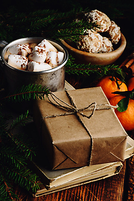 포토 JPG 해외이미지 빵 잎 귤 실내 따뜻함 사람없음 책 선물상자 머그컵 달콤 감성 코코아 마시멜로우 나무그릇 나무탁자 해외포토 식물 그릇 음료 음식 컨셉 과일 탁자 디저트 선물 내부 목재 컵 상자 맛 파일형식 이미지허브