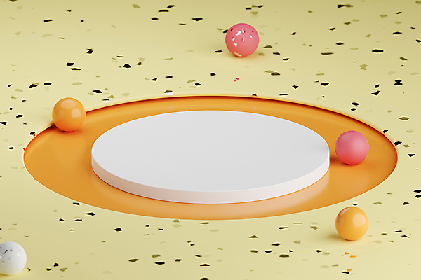 포토 JPG 해외이미지 백그라운드 사람없음 노란색 3D 구 원형 단상 포디움 해외포토 도형 컬러 무대 디지털합성 파일형식 이미지허브
