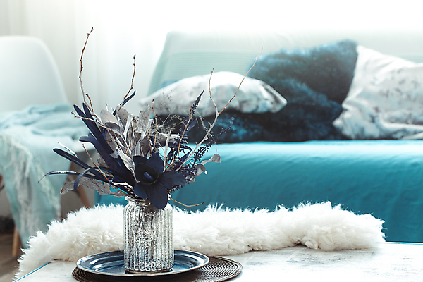 포토 JPG 해외이미지 실내 사람없음 파란색 인테리어 꽃병 드라이플라워 해외포토 디자인 꽃 컬러 내부 파일형식 이미지허브