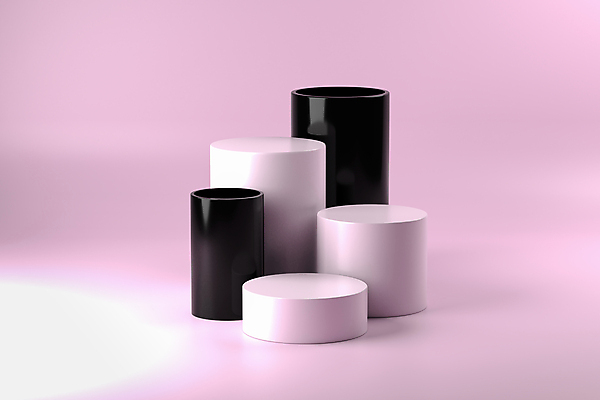 포토 JPG 해외이미지 분홍색 백그라운드 사람없음 빛 3D 검은색 원기둥 단상 포디움 분홍색배경 해외포토 컬러 무대 원형 디지털합성 파일형식 이미지허브