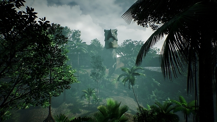 JPG 해외이미지 주간 한마리 야생동물 사람없음 야외 야자수 3D 고생물 흐림 육식공룡 티라노사우루스 쥬라기 해외포토 포토 자연요소 나무 동물 1 날씨 생물 디지털합성 공룡 파일형식 이미지허브