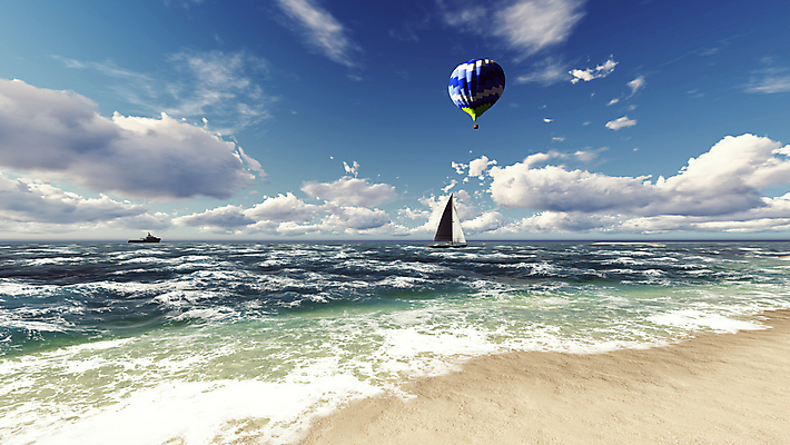 포토 JPG 해외이미지 주간 구름 바다 요트 하늘 해변 사람없음 야외 여름 3D 맑음 여름풍경 열기구 휴양지 해외포토 자연요소 계절 배_교통 항공교통 날씨 풍경 장소 디지털합성 파일형식 여름_계절 이미지허브