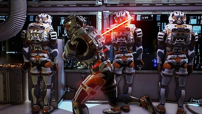 JPG 해외이미지 전신 실내 들기 사람 여러명 3D 우주비행사 우주선 디지털합성 우주복 광선검 해외포토 포토 옷 무기 다수 모션 내부 우주 검 파일형식 이미지허브