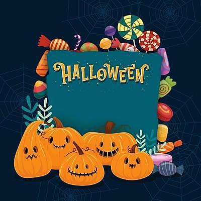 EPS 해외이미지 잎 일러스트 호박 막대사탕 사탕 사람없음 파티 할로윈 축하 청록색 잭오랜턴 카피스페이스 해외일러스트 식물 컬러 컨셉 채소 디저트 이벤트 공백 파일형식 벡터 이미지허브