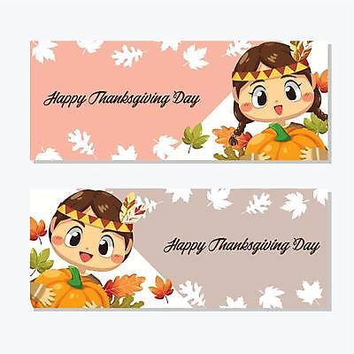 EPS 해외이미지 배너 여자 남자 어린이 분홍색 단풍 낙엽 일러스트 호박 들기 소년 상반신 두명 세트 갈색 추수감사절 인디언의상 어린이만 해외일러스트 기독교 컬러 잎 채소 모션 사람 전통의상 파일형식 벡터 이미지허브