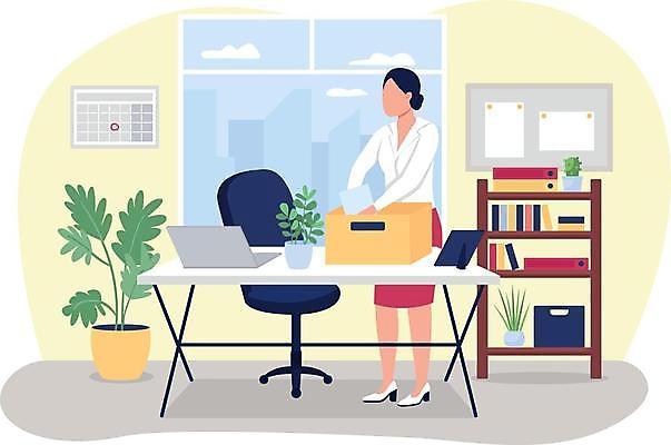 EPS 해외이미지 전신 여자 일러스트 직장 한명 성인 상자 사무실 업무 비즈니스우먼 만화 실업자 실업 책상 정리 성인여자한명만 해외일러스트 1 가구 회사 비즈니스 사람 작업 직장인 여자한명만 성인여자만 파일형식 벡터 이미지허브