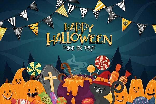 EPS 해외이미지 일러스트 호박 막대사탕 사탕 사람없음 파티 고양이 할로윈 축하 솥 비석 가랜드 잭오랜턴 관_장례 해외일러스트 컨셉 채소 포유류 주방용품 디저트 이벤트 반려동물 파티용품 장례용품 파일형식 벡터 이미지허브