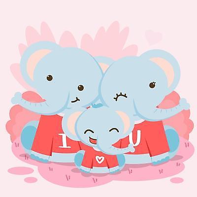 EPS 해외이미지 디자인 분홍색 일러스트 세마리 사랑 사람없음 코끼리캐릭터 해외일러스트 감정 컬러 동물캐릭터 코끼리 3 파일형식 벡터 이미지허브