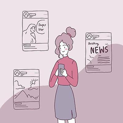 EPS 해외이미지 응시 여자 말풍선 일러스트 산 사람모양 들기 상반신 성인 두명 스마트폰 태양 보라색 뉴스 연예인 소셜네트워크 성인여자만 해외일러스트 자연요소 모양 직업 시선 컬러 모션 사람 핸드폰 스마트기기 여자만 성인만 파일형식 벡터 이미지허브