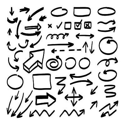 EPS 해외이미지 도형 화살표 라인일러스트 일러스트 사람없음 세트 방향 손그림 엘리먼트 해외일러스트 파일형식 벡터 이미지허브