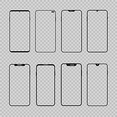 EPS 해외이미지 템플릿 백그라운드 컨셉 일러스트 비즈니스 모바일 프레임 세포 스마트폰 핸드폰 디지털 스크린 검은색 공백 투명 스마트 고립 목업 현실 해외일러스트 컬러 전자제품 스마트기기 파일형식 벡터 이미지허브