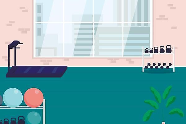 EPS 해외이미지 스포츠 일러스트 사람없음 아령 짐볼 체육관 런닝머신 해외일러스트 운동기구 파일형식 벡터 이미지허브