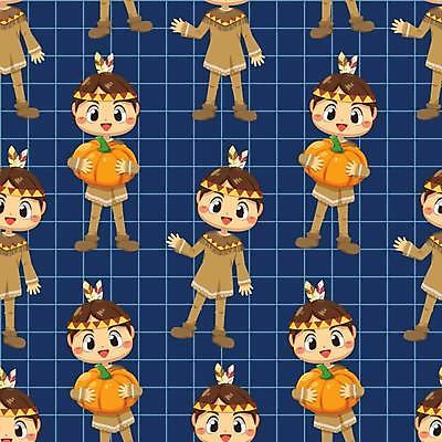 EPS 해외이미지 전신 남자 어린이 백그라운드 패턴 일러스트 들기 소년 여러명 손들기 남색 격자 추수감사절 인디언의상 소년만 해외일러스트 기독교 컬러 다수 무늬 모션 사람 전통의상 남자만 어린이만 파일형식 벡터 이미지허브