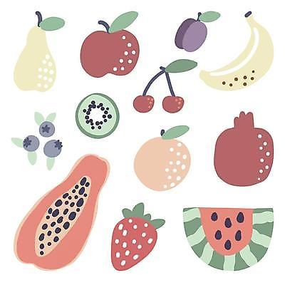 EPS 해외이미지 스티커 오렌지 일러스트 딸기 수박 바나나 키위 사람없음 세트 체리 사과 블루베리 석류 자두 엘리먼트 파파야 해외일러스트 과일 열대과일 파일형식 벡터 이미지허브