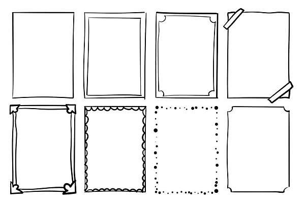 EPS 해외이미지 디자인 일러스트 프레임 사람없음 그래픽 세트 사각형 낙서 심플 손그림 해외일러스트 도형 파일형식 벡터 이미지허브