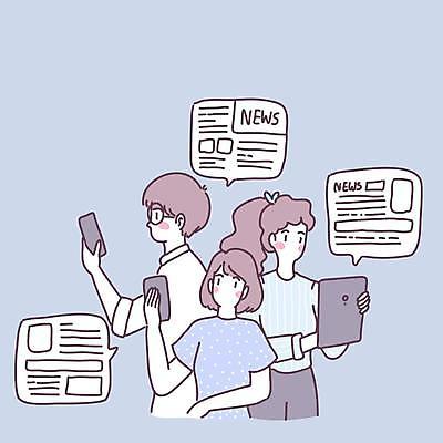 EPS 해외이미지 응시 여자 남자 하늘색 말풍선 일러스트 들기 상반신 성인 세명 스마트폰 태블릿 뉴스 소셜네트워크 성인만 안경낌 해외일러스트 시선 안경 모션 사람 파란색 전자제품 핸드폰 스마트기기 파일형식 벡터 이미지허브