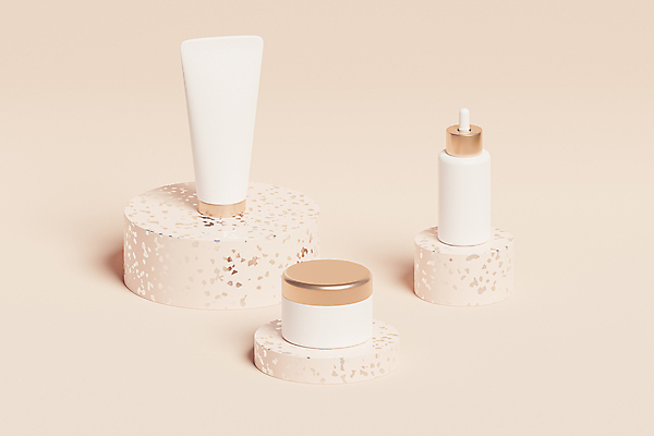 JPG 해외이미지 실내 사람없음 3D 화장품 피부관리 스킨케어 단상 앰플 튜브용기 목업 베이지색배경 브랜딩 해외포토 포토 백그라운드 내부 뷰티 용기_그릇 디지털합성 베이지색 파일형식 이미지허브
