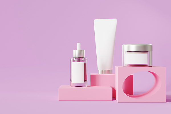 JPG 해외이미지 실내 사람없음 3D 화장품 구멍 피부관리 스킨케어 단상 보라색배경 앰플 튜브용기 목업 브랜딩 해외포토 포토 백그라운드 내부 뷰티 보라색 용기_그릇 디지털합성 파일형식 이미지허브