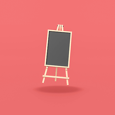 JPG 해외이미지 일러스트 사람없음 3D 칠판 오브젝트 이젤 빨간배경 해외일러스트 백그라운드 빨간색 미술도구 디지털합성 파일형식 이미지허브