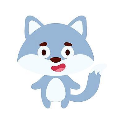 EPS 해외이미지 동물캐릭터 일러스트 사람없음 귀여움 회색 만화 늑대 해외일러스트 일러캐릭터 동물 캐릭터 컬러 컨셉 포유류 파일형식 벡터 이미지허브