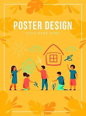 EPS 해외이미지 전신 디자인 여자 남자 포스터 어린이 잎 일러스트 서기 앉기 소년 여러명 타이포그라피 태양 노란색 그리기 낙서 열대잎 얼굴없음 어린이만 집모양 해외일러스트 자연요소 모양 식물 문자 컬러 다수 모션 사람 파일형식 벡터 이미지허브