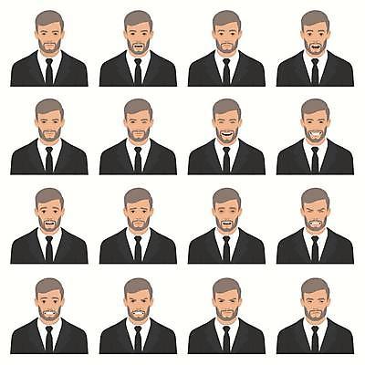 EPS 해외이미지 캐릭터 여자 남자 행복 감정 얼굴 일러스트 비즈니스 웃음 사람 성인 세트 머리 놀람 분노 표현 플랫 만화 수집 고립 아바타 해외일러스트 일러캐릭터 표정 신체부위 파일형식 벡터 이미지허브