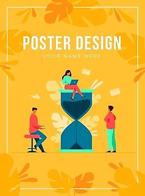 EPS 해외이미지 전신 디자인 여자 남자 포스터 허리손 의자 일러스트 서기 들기 앉기 성인 타이포그라피 세명 노트북 노란색 모래시계 열대잎 얼굴없음 성인만 해외일러스트 문자 모래 시계 컬러 포즈 가구 잎 모션 사람 전자제품 파일형식 벡터 이미지허브