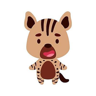EPS 해외이미지 동물캐릭터 일러스트 사람없음 갈색 귀여움 만화 하이에나 해외일러스트 일러캐릭터 동물 캐릭터 컬러 컨셉 파일형식 벡터 이미지허브