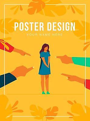 EPS 해외이미지 전신 손 디자인 여자 포스터 일러스트 한명 서기 성인 타이포그라피 신체부위 노란색 가리킴 따돌림 삿대질 열대잎 얼굴없음 성인여자한명만 해외일러스트 문자 1 컬러 잎 모션 사람 손짓 왕따 여자한명만 성인여자만 파일형식 벡터 이미지허브