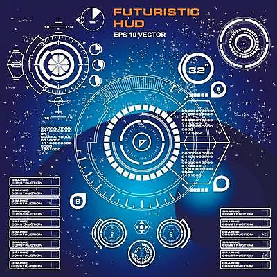 EPS 해외이미지 디자인 백그라운드 컨셉 일러스트 추상 미래 사람없음 그래픽 파란색 디지털 스크린 정보 원형 사이버 레이아웃 시스템 계기판 인터페이스 가상 인터랙티브 해외일러스트 도형 컬러 무늬 파일형식 벡터 이미지허브