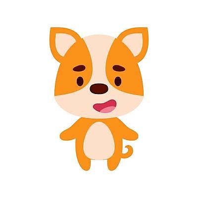 EPS 해외이미지 일러스트 사람없음 귀여움 주황색 만화 개캐릭터 웰시코기 해외일러스트 컬러 동물캐릭터 컨셉 개 파일형식 벡터 이미지허브