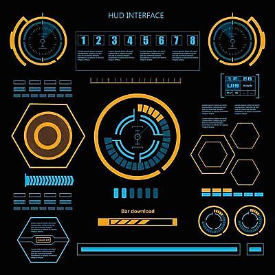 EPS 해외이미지 일러스트 사람없음 디지털 인포그래픽 사이버 UI 인터페이스 SF 해외일러스트 파일형식 벡터 이미지허브