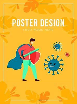 EPS 해외이미지 전신 디자인 남자 포스터 일러스트 마스크 한명 서기 들기 성인 타이포그라피 노란색 칼 방패 열대잎 얼굴없음 성인남자한명만 코로나바이러스 감염예방 델타변이바이러스 오미크론 해외일러스트 문자 1 컬러 잎 모션 사람 바이러스 사회이슈 예방 감염 남자한명만 성인남자만 파일형식 벡터 이미지허브