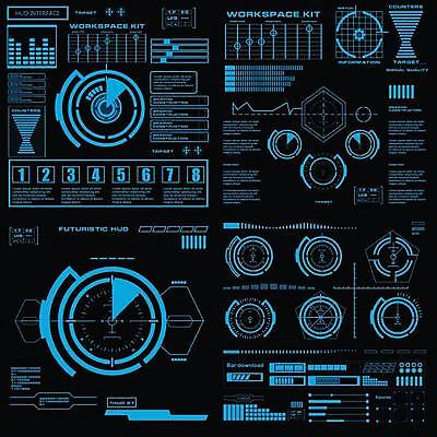 EPS 해외이미지 디자인 백그라운드 컨셉 일러스트 추상 미래 사람없음 그래픽 파란색 디지털 스크린 정보 원형 사이버 레이아웃 시스템 계기판 인터페이스 가상 인터랙티브 해외일러스트 도형 컬러 무늬 파일형식 벡터 이미지허브