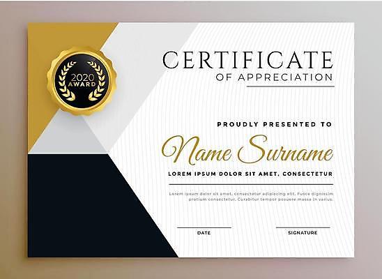 EPS 해외이미지 템플릿 일러스트 비즈니스 사람없음 검은색 금색 흰색 심플 월계수 증명서 해외일러스트 컬러 파일형식 벡터 이미지허브