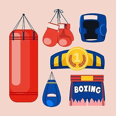 EPS 해외이미지 일러스트 반바지 사람없음 세트 경쟁 권투 권투글러브 권투용품 샌드백 엘리먼트 챔피언 챔피언벨트 헤드기어 해외일러스트 스포츠용품 컨셉 바지 격투기 글러브 보호장비 파일형식 벡터 이미지허브